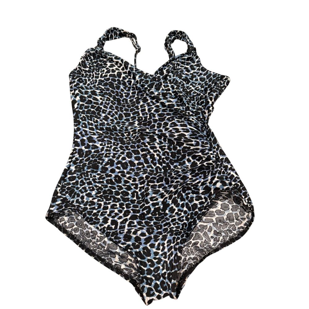 Miraclesuit One Piece Swimsuit Slimming Animal Print Black US 16